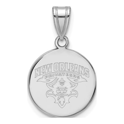 University of New Orleans 10K White Gold U-N-O Medium Disc Pendant