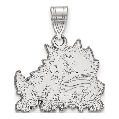 Texas Christian University 10K White Gold Horned Frog Medium Pendant