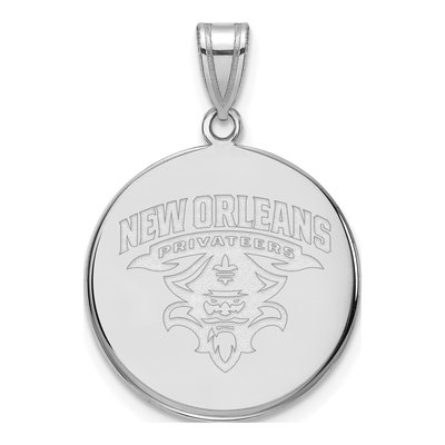 University of New Orleans 10K White Gold Large Disc Pendant
