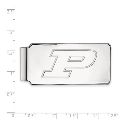 10K White Gold Logoart Purdue University Letter P Money Clip – view 2