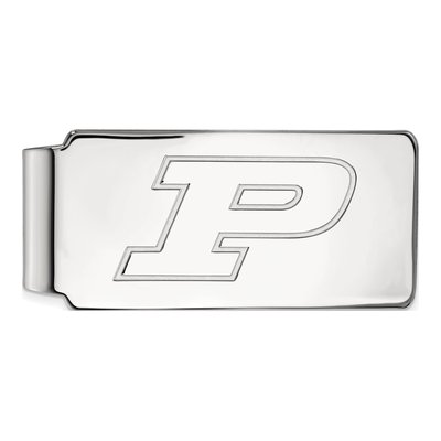 10K White Gold Logoart Purdue University Letter P Money Clip