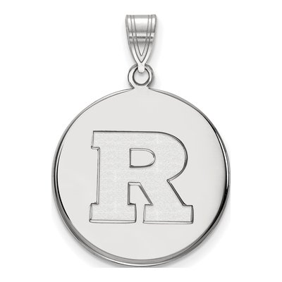 Rutgers University 10K White Gold Large Disc Letter R Pendant