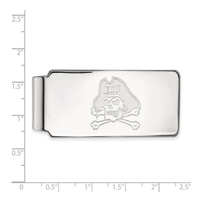 10K White Gold Logoart East Carolina University Pirate Money Clip – view 2