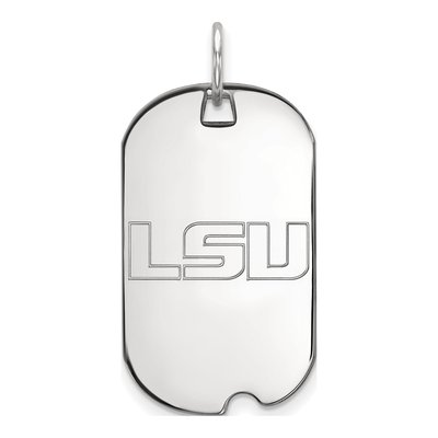 Louisiana State University 10K White Gold L-S-U Small Dog Tag Pendant