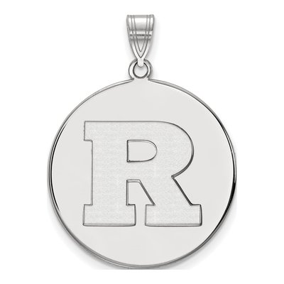Rutgers University 10K White Gold Extra Large Disc Letter R Pendant