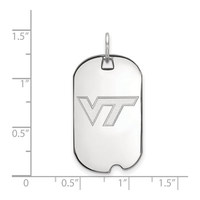 Virginia Tech 10K White Gold V-T Small Dog Tag Pendant – view 2