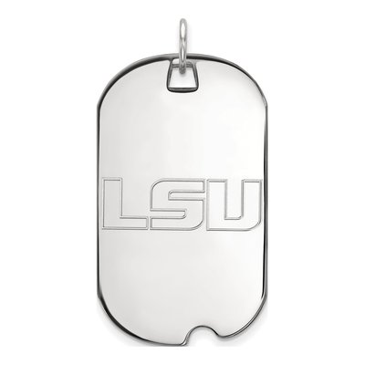 Louisiana State University 10K White Gold L-S-U Large Dog Tag Pendant