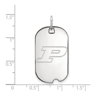 Purdue University 10K White Gold Small Dog Tag Letter P Pendant – view 2