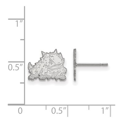Texas Christian University 10K White Gold Horned Frog Extra Small Stud Earrings – view 2