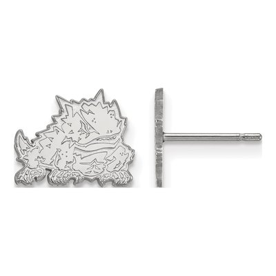 Texas Christian University 10K White Gold Horned Frog Extra Small Stud Earrings