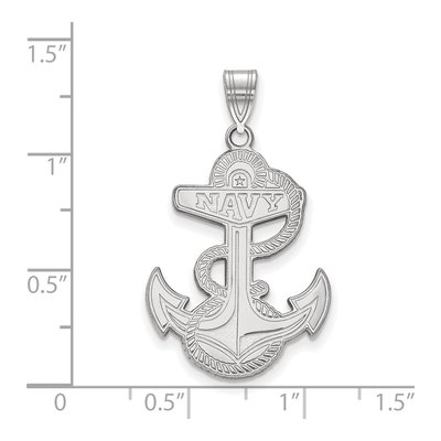 United States Naval Academy 10K White Gold Us Anchor Extra Large Pendant – view 2