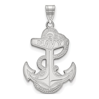United States Naval Academy 10K White Gold Us Anchor Extra Large Pendant