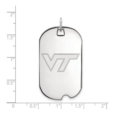 Virginia Tech 10K White Gold V-T Large Dog Tag Pendant – view 2
