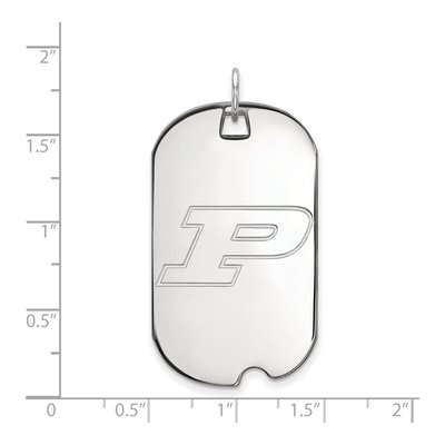 Purdue University 10K White Gold Large Dog Tag Letter P Pendant – view 2
