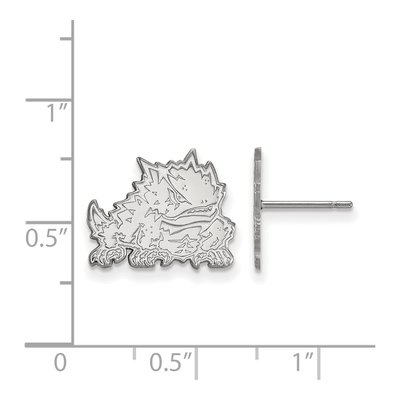 Texas Christian University 10K White Gold Horned Frog Small Stud Earrings – view 2