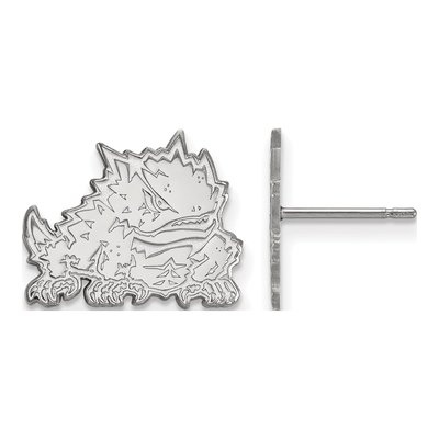 Texas Christian University 10K White Gold Horned Frog Small Stud Earrings