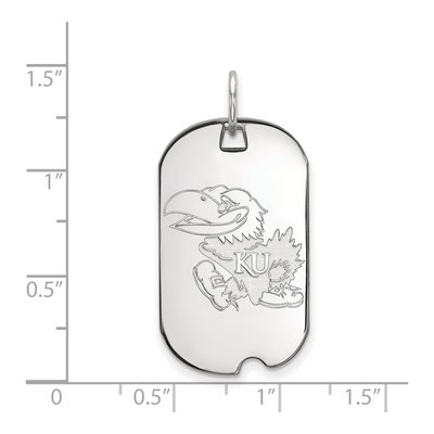 University of Kansas 10K White Gold Jayhawk Small Dog Tag Pendant – view 2