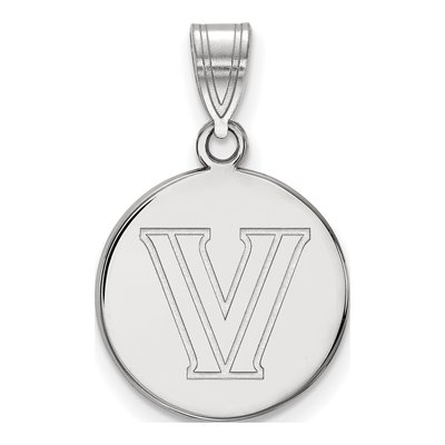 Villanova University 10K White Gold Medium Disc Letter V Pendant