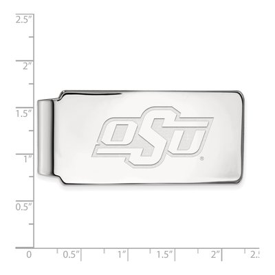 10K White Gold Logoart Oklahoma State University O-S-U Money Clip – view 3