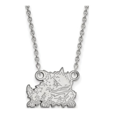 Texas Christian University 10K White Gold Horned Frog Small Necklace