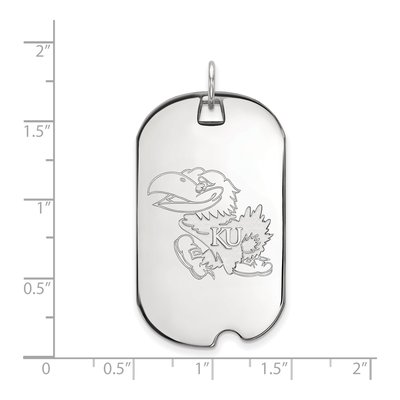 University of Kansas 10K White Gold Jayhawk Large Dog Tag Pendant – view 2