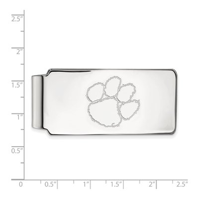 10K White Gold Logoart Clemson University Tiger Paw Money Clip – view 2