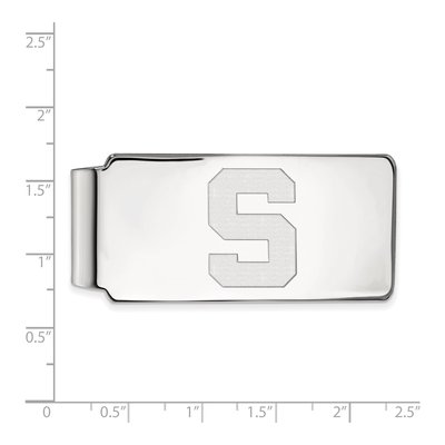 10K White Gold Logoart Michigan State University Letter S Money Clip – view 2