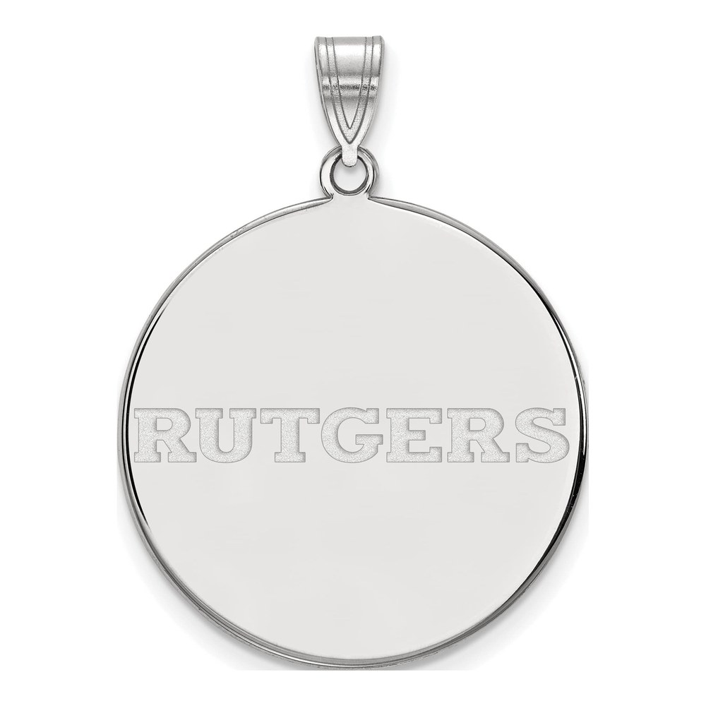 Rutgers University 10K White Gold Extra Large Disc Pendant