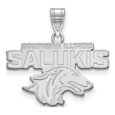Southern Illinois University 10K White Gold Salukis Medium Pendant