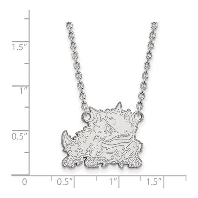 Texas Christian University 10K White Gold Horned Frog Large Necklace – view 2