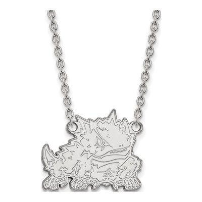 Texas Christian University 10K White Gold Horned Frog Large Necklace