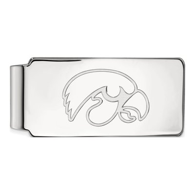 10K White Gold Logoart University Of Iowa Hawk Money Clip