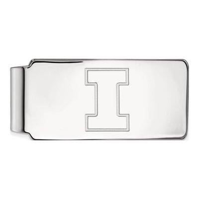 10K White Gold Logoart University Of Illinois Letter I Money Clip