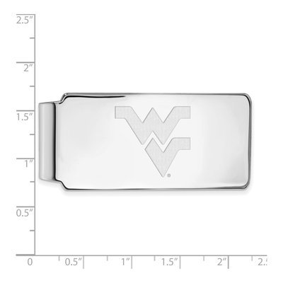 10K White Gold Logoart West Virginia University W-V Money Clip – view 2
