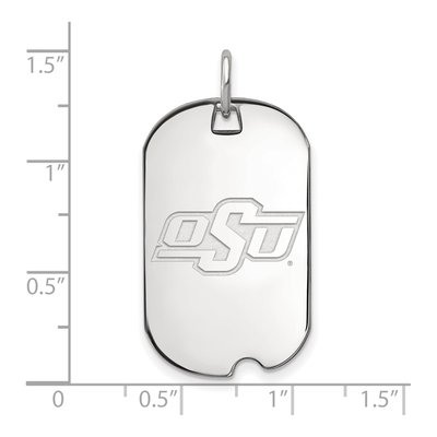 Oklahoma State University 10K White Gold O-S-U Small Dog Tag Pendant – view 2