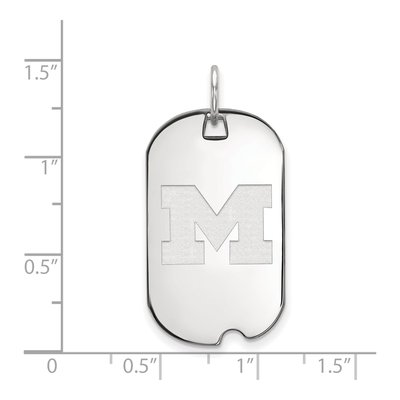 University of Michigan 10K White Gold Small Dog Tag Letter M Pendant – view 2