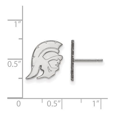 University of Southern California 10K White Gold Trojan Small Stud Earrings – view 2