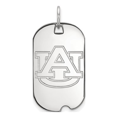 Auburn University 10K White Gold Small Dog Tag Pendant