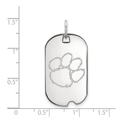 Clemson University 10K White Gold Tiger Paw Small Dog Tag Pendant – view 2