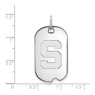 Michigan State University 10K White Gold Small Dog Tag Letter S Pendant – view 2