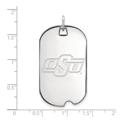 Oklahoma State University 10K White Gold O-S-U Large Dog Tag Pendant – view 2