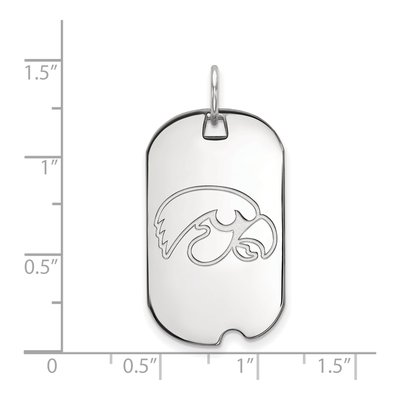 University of Iowa 10K White Gold Hawk Small Dog Tag Pendant – view 2