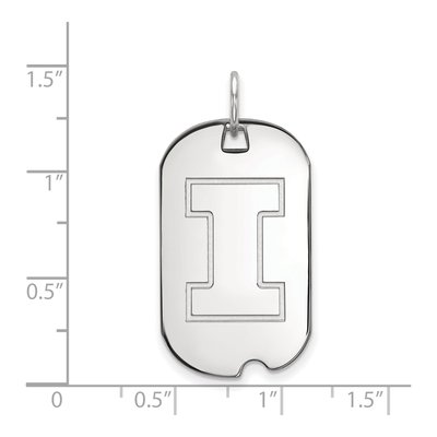 University of Illinois 10K White Gold Letter I Small Dog Tag Pendant – view 2