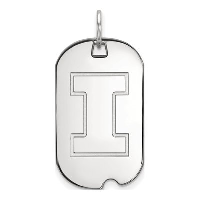 University of Illinois 10K White Gold Letter I Small Dog Tag Pendant