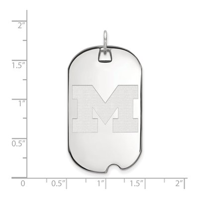 University of Michigan 10K White Gold Large Dog Tag Letter M Pendant – view 2