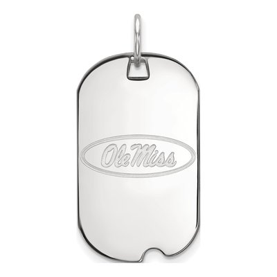 University of Mississippi 10K White Gold Ole Miss Small Dog Tag Pendant
