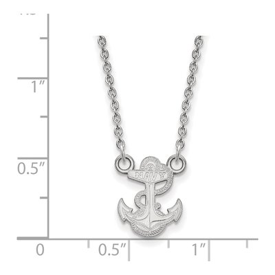 United States Naval Academy 10K White Gold Small US Anchor Necklace – view 2