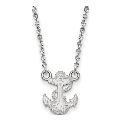 United States Naval Academy 10K White Gold Small US Anchor Necklace