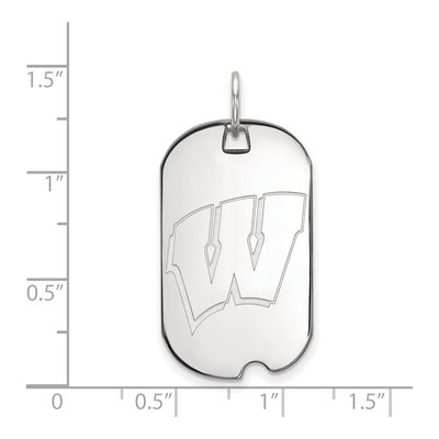 University of Wisconsin 10K White Gold Small Dog Tag Letter W Pendant – view 2