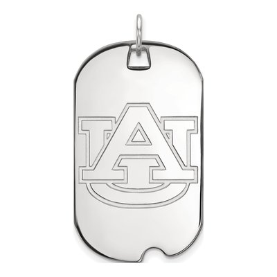 Auburn University 10K White Gold Large Dog Tag Pendant
